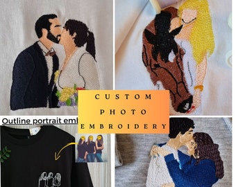 Sweatshirt with photo, Unisex Sweatshirt with embroidered portrait, Sweatshirt gift, Custom Sweatshirt, Couple Sweatshirt, Personalized