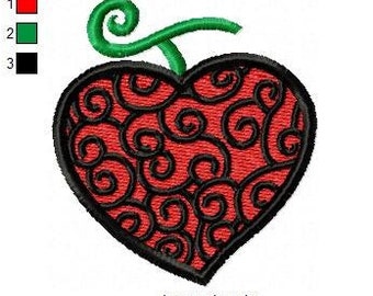 Heart embroidery design, file for embroidery machine, anime heart embroidery file, PES, DST digital file for embroidery