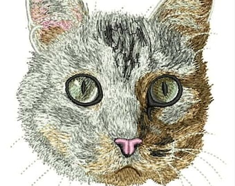Cat digital file for embroidery machine, embroidery of cat, PES, DST file, instant download, filies for embroidery machine, realistic cat