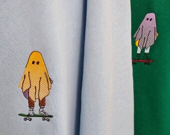 Sudadera con bordado skate, sudadera unisex Ghost skater, sudadera calentita bordada, regalo de Navidad para patinadores