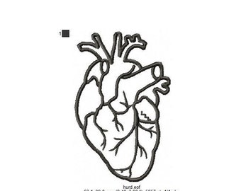 Digital file for embroidery machine Anatomic Heart, PES DST files for embroidery Heart Medicine, instant load