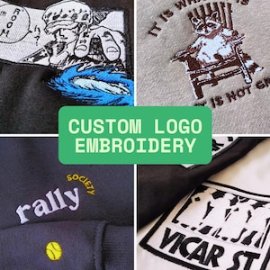 Moletom bordado com logotipo personalizado, logotipo empresarial personalizado com gola redonda, bordado personalizado em pulôver, roupas da marca da empresa, bordado
