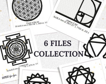 Archivo digital de bordado de colección Chakras para máquina de bordar, PES, archivos de bordado DST, carga instantánea