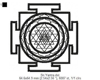 Embroidery file, machine embroirdery design Shri Yantra, Shri Chakra embroidery design, PES, DST files for embroidery machine, instant load
