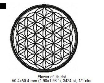 Flower of life digital Embroidery file, machine embroirdery design, Flower of life chakra design, PES, DST files for embroidery machine