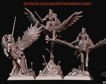Pegasus Knights - Raven Twin MIniatures - Tabletop / Pathfinder / Dungeons & Dragons DnD / fantasy wargame