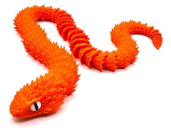 Articulated Dragon Snake 3D Print •Flexible Fantasy Serpent Toy • Posable Reptile Figure • Orange Articulated Model • Fidget Desk Decor Gift