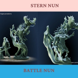 Stern Nun With Sad Space Elf Stalker - Tabletop / Pathfinder / Dungeons & Dragons DnD / fantasy wargame