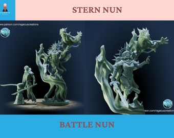 Stern Nun met Sad Space Elf Stalker - Tafelblad / Pathfinder / Dungeons & Dragons DnD / fantasy wargame