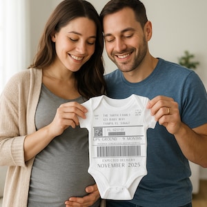 UPS Label Baby Announcement Onesie
