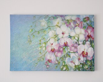 Blossoming Orchideas Wall Art- Original Oil & Acrylic Art on Canvas