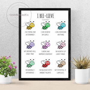 Encouraging Self Talk Empowerment Believe Positive Affirmations Counselor Wall Art Therapist Office Decor Clarity Mental Health Print Poster