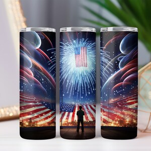 Espumoso 4 de julio Fuegos artificiales Tumbler Wrap Día de la independencia patriótica PNG Diseño de sublimación flaco Descarga digital 4 de julio Sublime