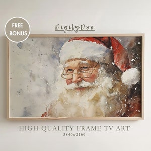 Christmas Frame TV Art, Rustic Santa Claus Painting, Santa Holiday Tv Decor, Winter Screensaver,Moody Wallpaper,Vintage Art Digital Download