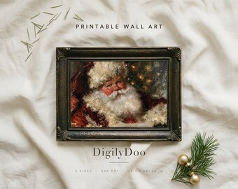 Santa Claus Reading a Letter Print, Vintage Christmas Printable Wall Art (Digital Download)