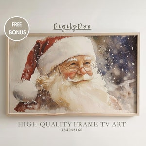 Christmas Frame TV Art, Vintage Santa Claus Painting, Santa Holiday Tv Decor, Winter Screensaver, Moody Wallpaper,Santa Art Digital Download