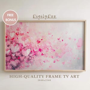 Valentines Day Frame TV Art, Small Pink Hearts Painting Tv Decor, Romantic Home Moody Love Screensaver, Valentine&#39;s Day Digital Download