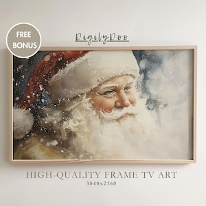 Christmas Frame TV Art, Vintage Santa Claus Painting, Santa Holiday Tv Decor, Winter Screensaver,Moody Wallpaper,Rustic Art Digital Download