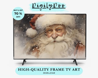 Vintage Santa Christmas Frame Tv Art, Neutral Holiday Santa Claus Portrait Tv Digital Download, Christmas Decor Digital Xmas Screensaver