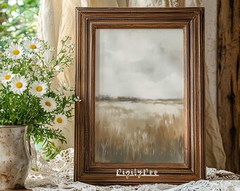 Spring Landscape Art Print: Vintage Cottagecore Farmhouse Decor (Digital Download)