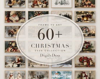 60+ Paintings 2026 Collection, Vintage Christmas Frame TV Art Bundle (Digital Download)