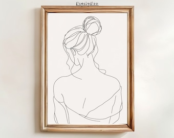 Minimalist Woman Line Art Print: Feminine Body Poster (Digital Download)