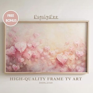 Valentines Day Frame TV Art, Bright Pink Hearts Painting Tv Decor, Romantic Home Moody Love Screensaver, Valentine&#39;s Day Digital Download