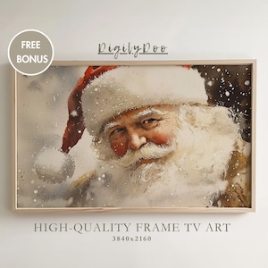 Christmas Frame TV Art, Rustic Santa Claus Painting, Santa Holiday Tv Decor, Winter Screensaver,Moody Wallpaper,Vintage Art Digital Download