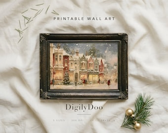 Victorian Toy Shop Street Print, Vintage Christmas Printable Wall Art (Digital Download)