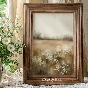 Impressão de arte de paisagem de primavera, pintura em aquarela para impressão, pôster vertical de primavera, decoração de parede bege Farmhouse Vintage Cottagecore para download