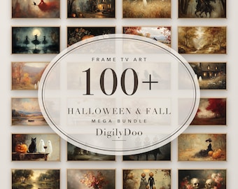 100+ Halloween and Autumn Mega Bundle, Vintage Fall Frame TV Art (Digital Download)