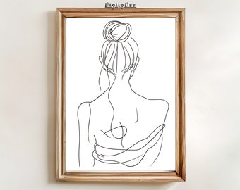 Minimalist Woman Line Art Print: Feminine Body Poster (Digital Download)