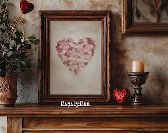 Antique Heart Painting Valentine's Day Poster: Vintage Romantic Wall Art (Digital Download)