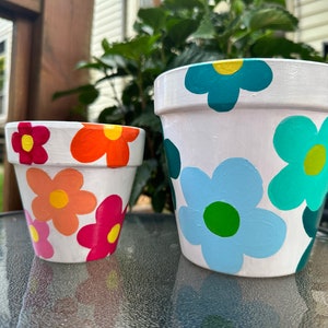 The Poppy | hand painted pot, pottery, planter, terracotta pot, flower pot, colorful planter, retro