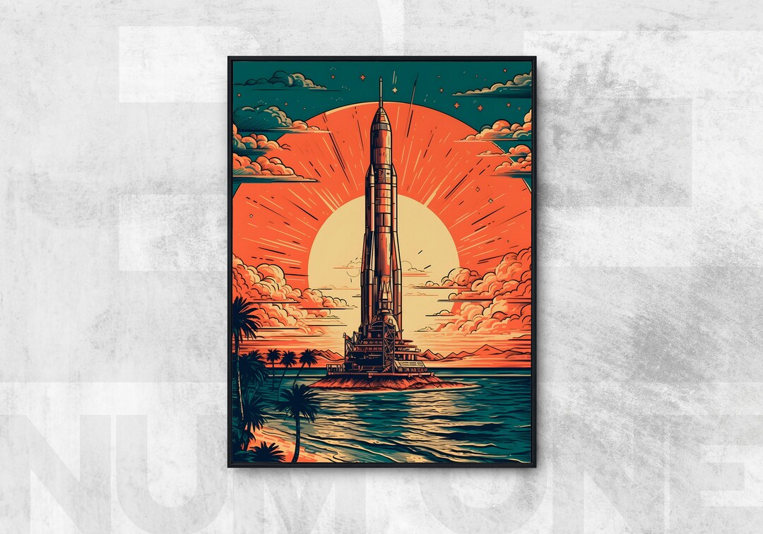 Rocket Wall Art Space Theme Decor for Boys Bedroom Etsy