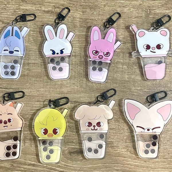 Skzoo Boba Tea Shaker Keychain | Stray Kids Keychain | Shaker Keychain | Kpop Gifts