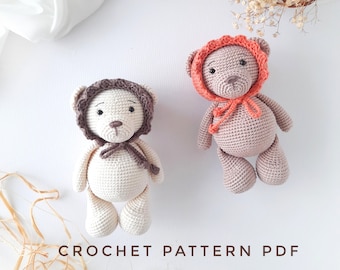 Crochet PATTERN Bear Lucas, amigurumi animal pattern, PDF in English, crochet bear pattern