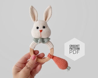 Crochet Bunny Rattle Pattern: Amigurumi Baby Toy (PDF Pattern)
