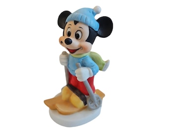 Mickey Mouse on Skis Walt Disney Productions Bisque Porcelain Figurine