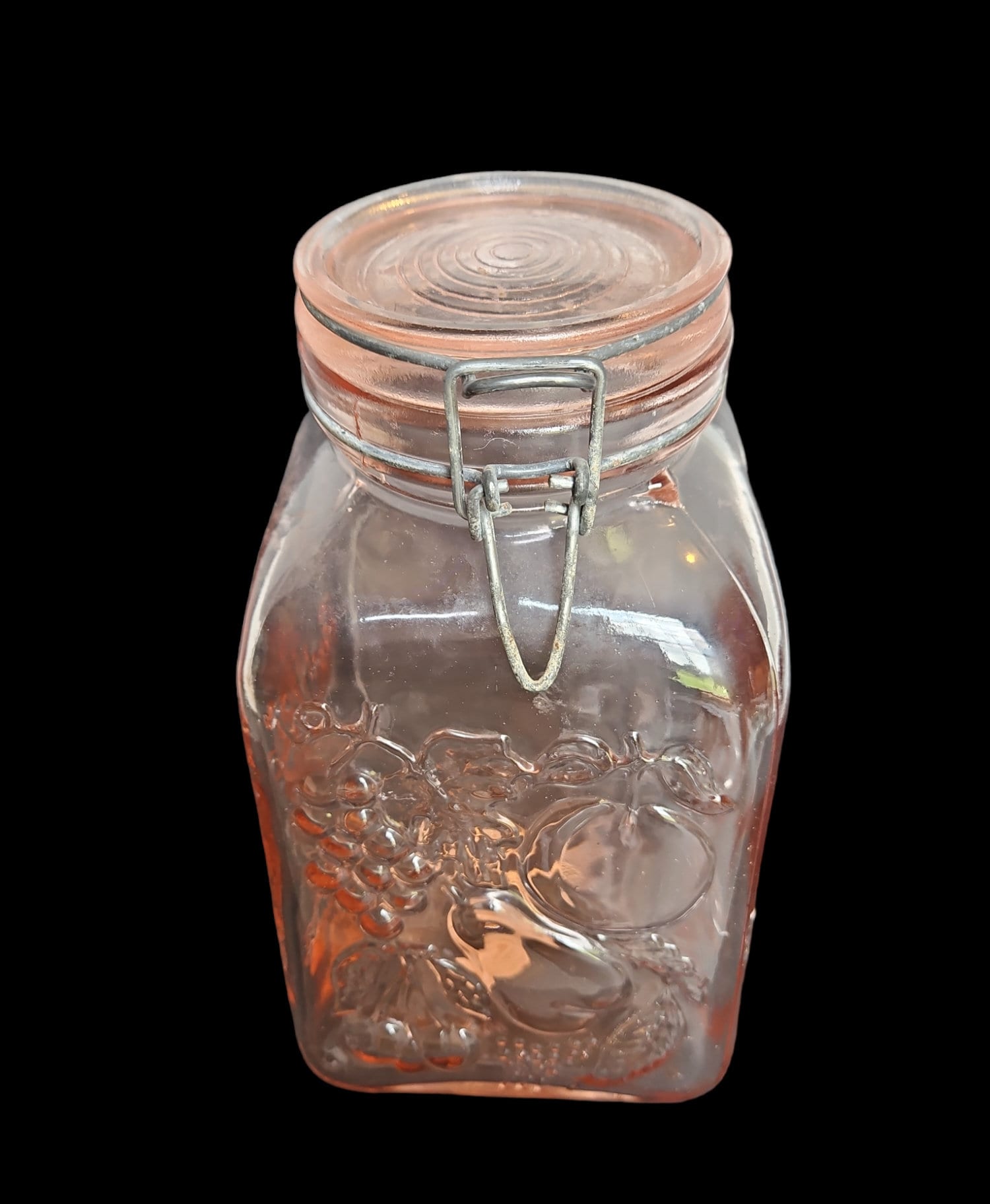Pink Glass Angled Neck Canister Jar Casadis Milano Farms Products Bail Lid  Seal