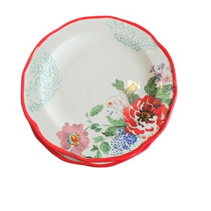 Pioneer Woman Red Floral Country Garden 10&quot; Dinner Plates, set of 4
