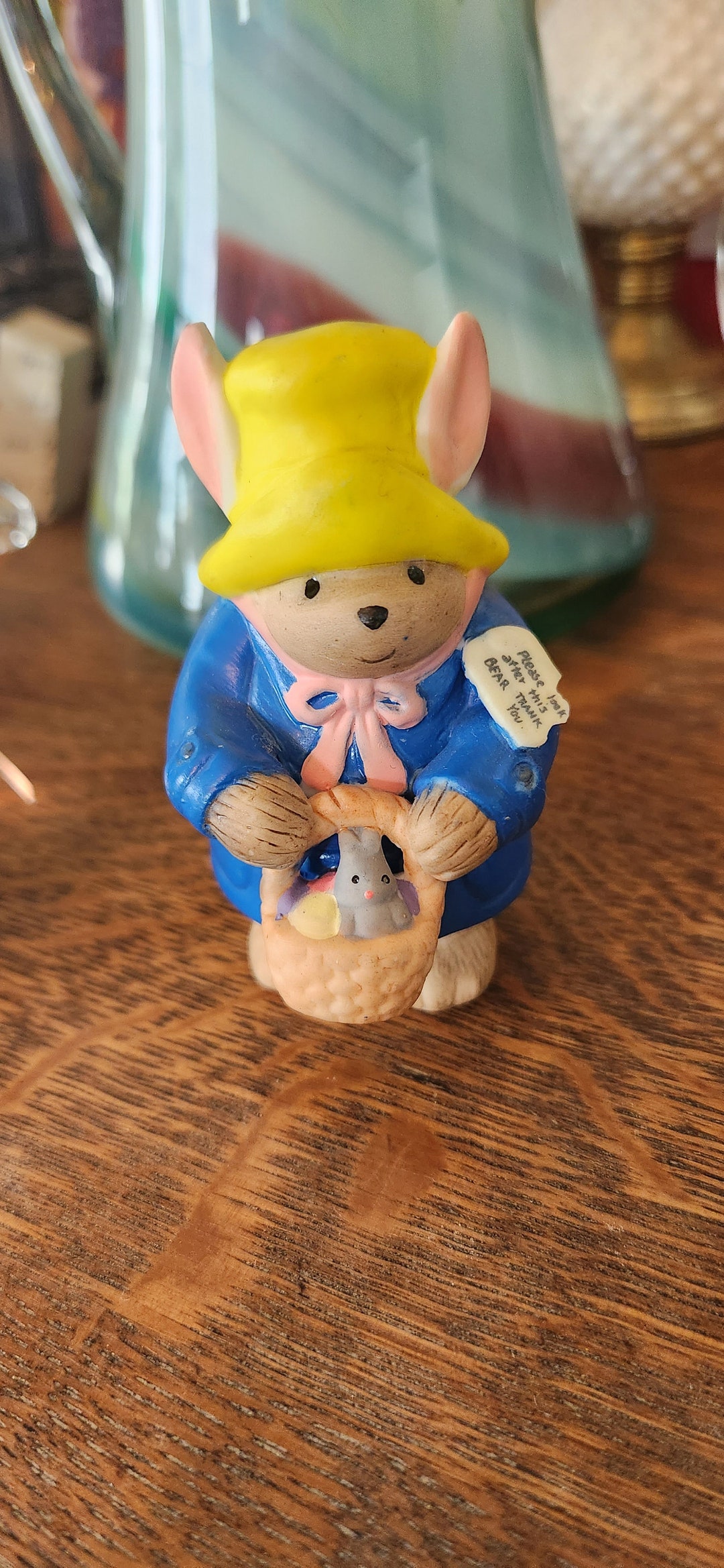 Figurine 1991 EDEN TOY Paddington Bear W/ Bunny Ears 3 Resin Easter