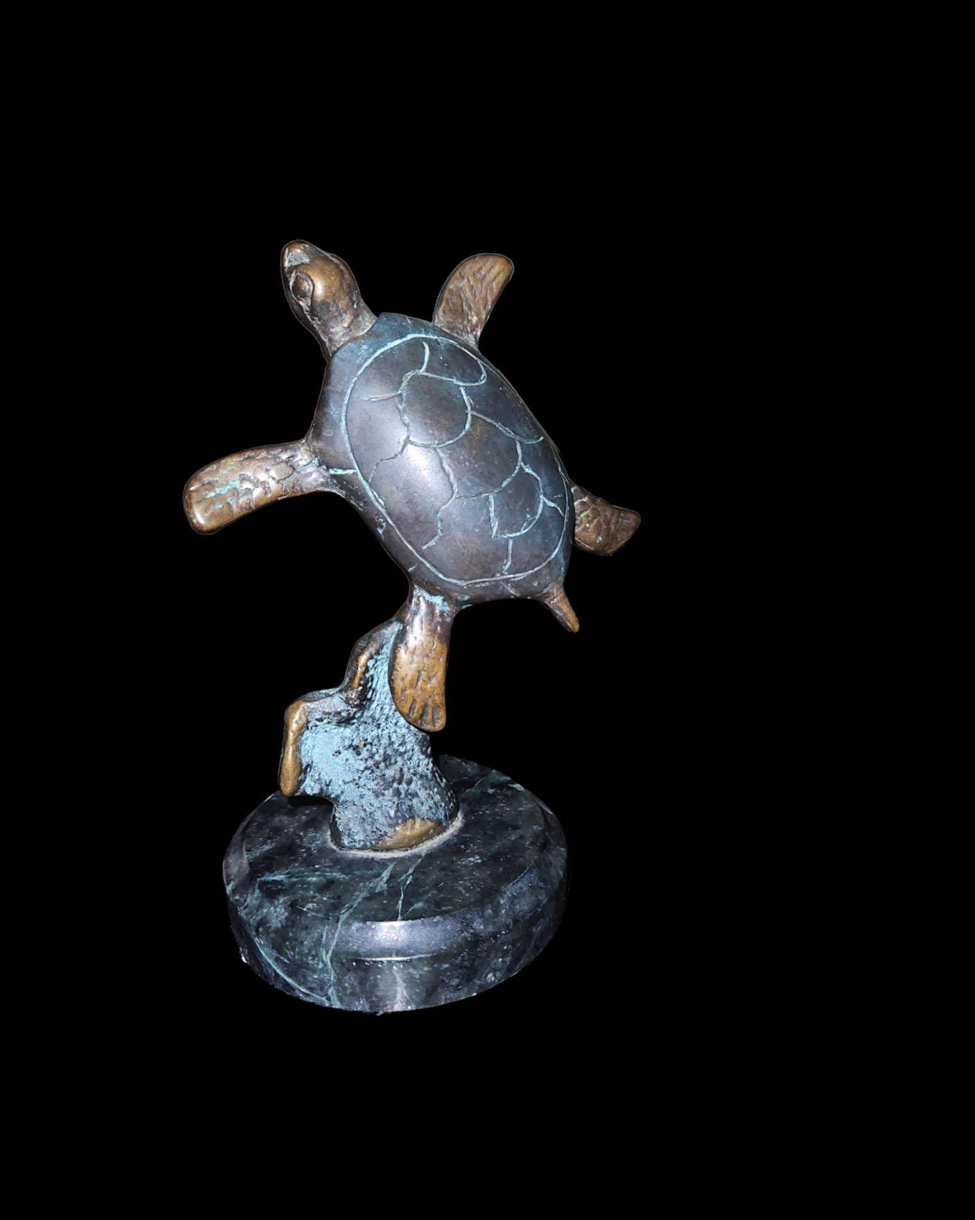 SPIギャラリー ブロンズ製ウミガメ（花崗岩製）置物、ペーパーウェイト