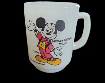 Anchor Hocking Milk Glass MICKEY MOUSE 1980 "Today" Pepsi Collector Series Mug, Advertising