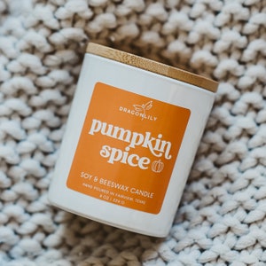 Pumpkin Spice Soy and Beeswax Candle, Toxin Free - 8 oz (~40 hour burn time)