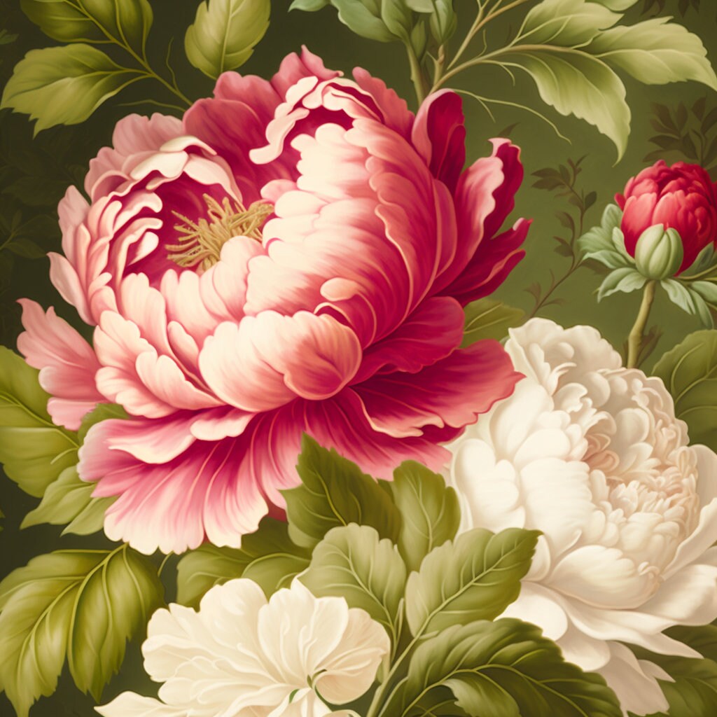 Peony Pattern 4 clip Art - Etsy
