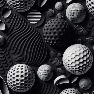 Golf-Inspired Pattern features a variety of golf-related motifs, including golf balls, clubs, golf carts 11 "Clip Art"