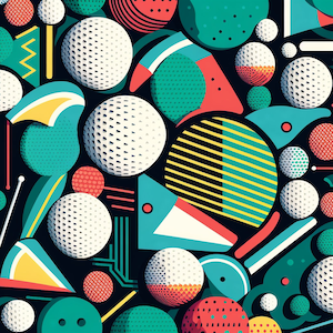 Golf-Inspired Pattern features a variety of golf-related motifs, including golf balls, clubs, golf carts 5 "Clip Art"