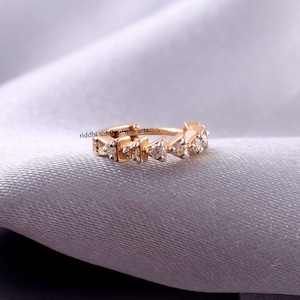 14kt Yellow Gold Wedding Nose Ring,  Diamond Stud Nose Ring, Girl Nose Clicker, Ladies Nose Piercing, Unisex Nose Septum, Girl Piercing