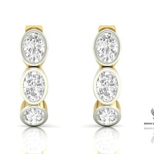 Lab Diamond Stud Earring. 14k Yellow Gold Earring, Hoop Earring, Ladies Earring, Earlobe Earring Wedding Engagement Earring, Girl Earring.